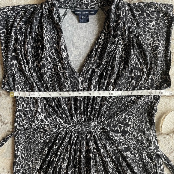 French Connection Black Printed Jersey Dress Size 4 - Picture 7 of 10